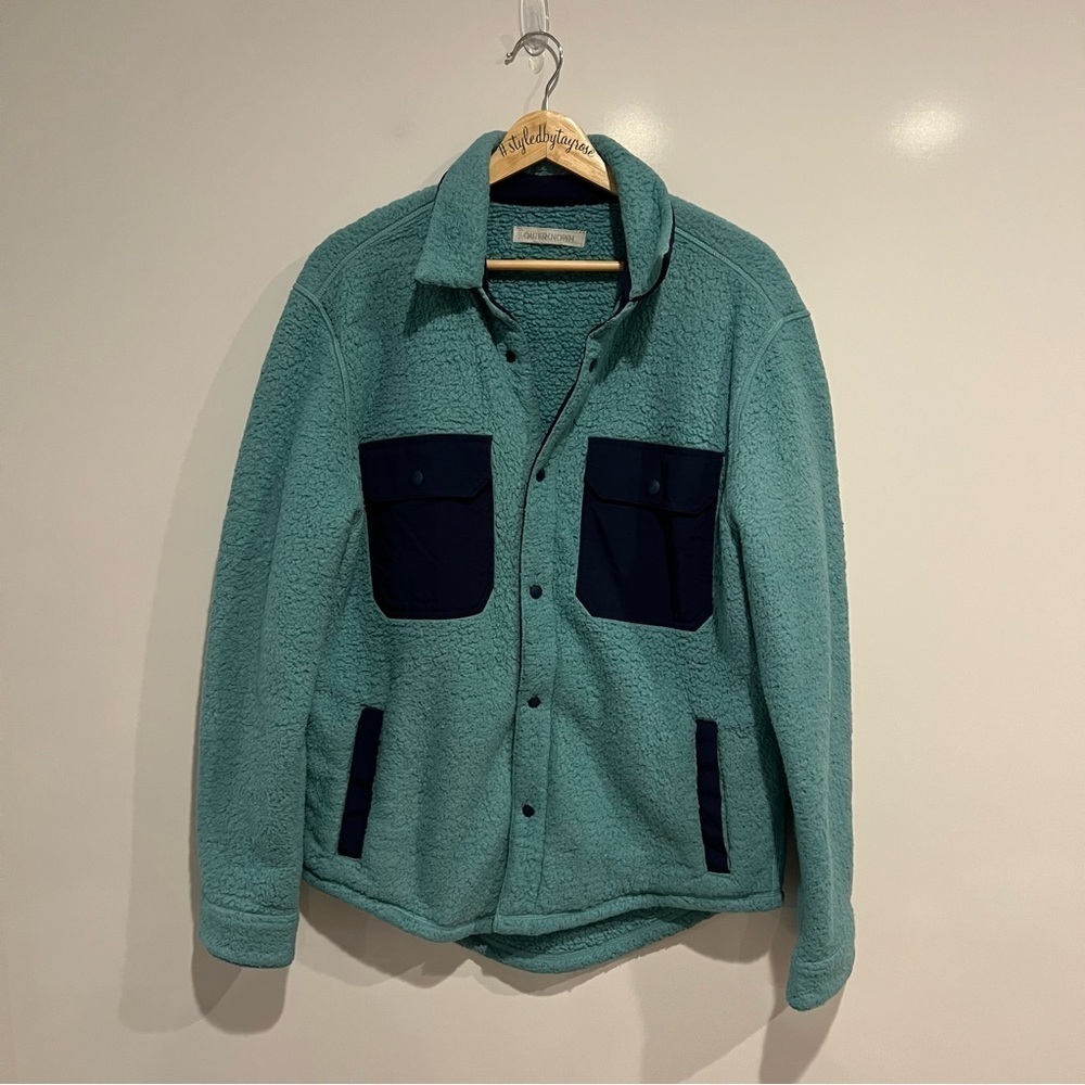 Outerknown Men’s Skyline Blue Fleece Sherpa Shirt Jacket - Picture 2 of 10